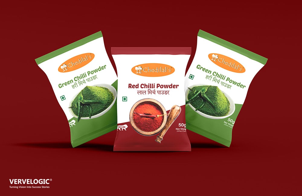 VB Packaging Chedilals Green Red Chilli Powder