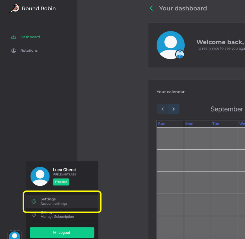 Settings Menu