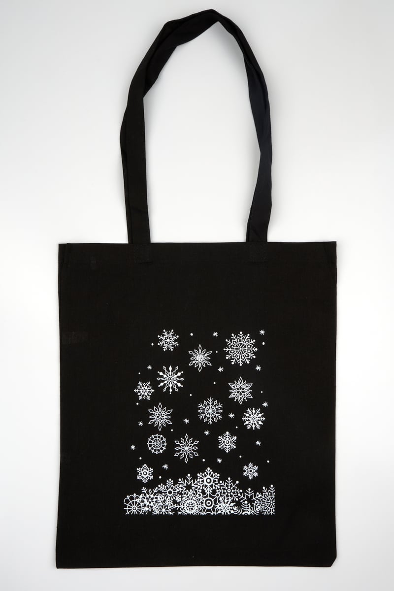 Шопер Сніжинки білі чорний