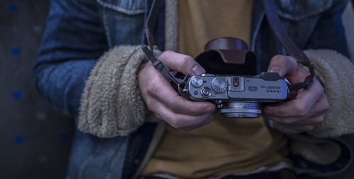Looking at a camera