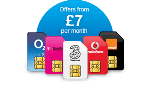 Several SIM cards which have the various phone networks on them. Available from £7 per month.