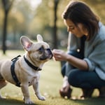 A Frenchie puppy engaging in playful activities