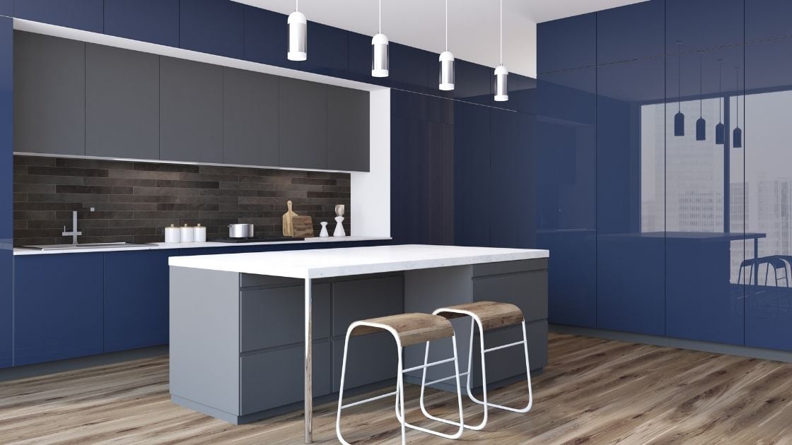 Navy Blue Kitchen Cabinet