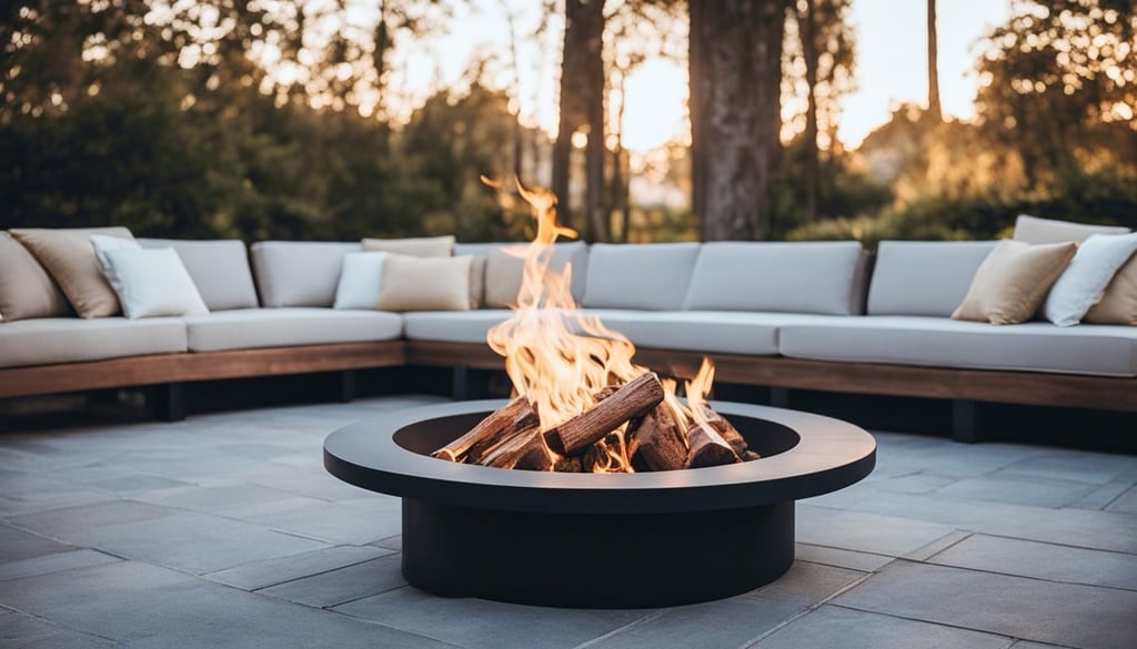 modern firepit with seating