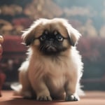 An adorable Pekingese puppy in a regal pose reflecting its ancient Chinese royalty origins