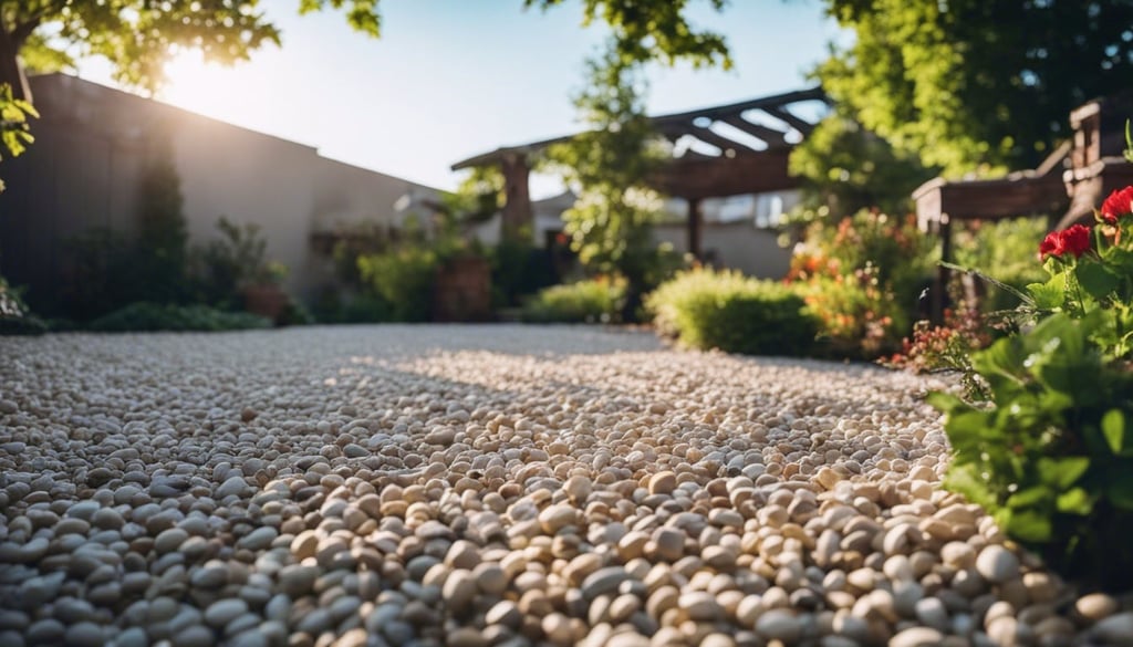Beautifully landscaped Pea Gravel backyard Patio