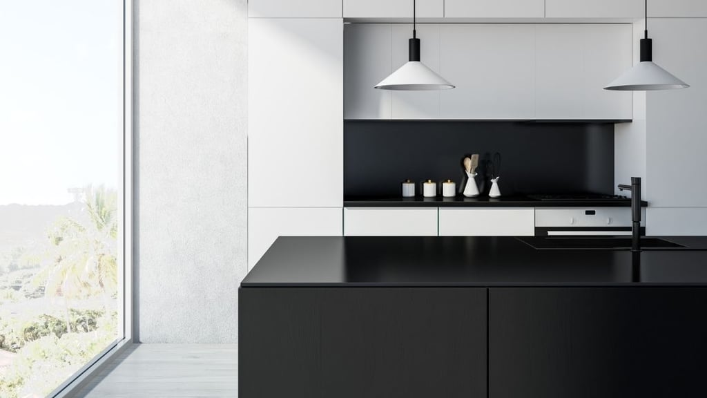White Kitchen Black Kitchen Island