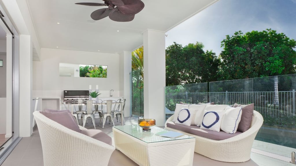Patio cooling with outdoor fans