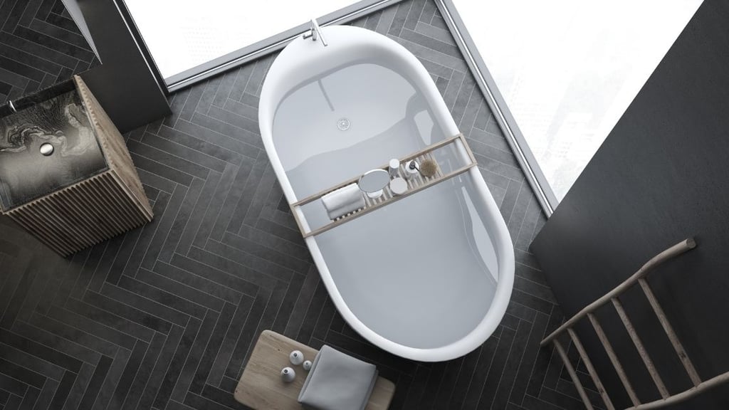 Gray bathroom in high rise apartment