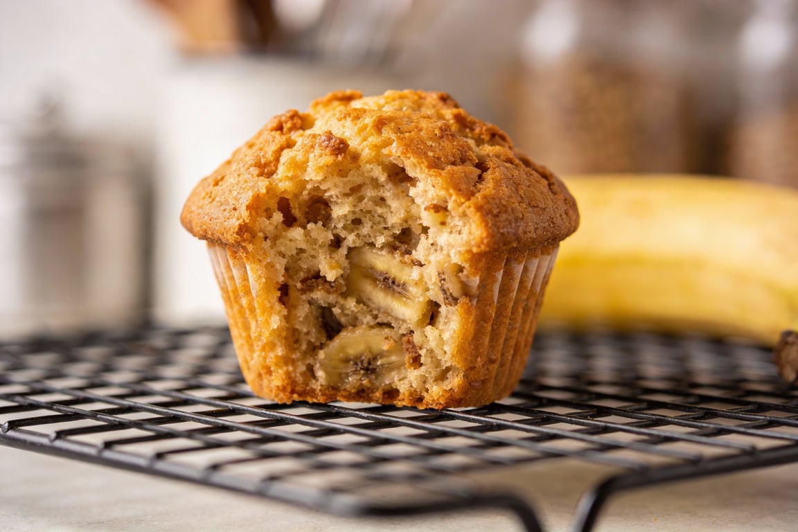 Mashing overripe bananas for these easy no mixer banana muffins.