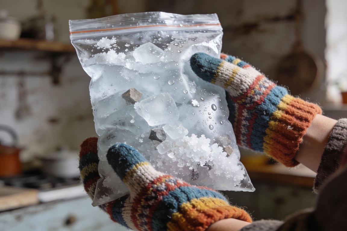 Kids shaking ice cream in a bag for 15 minutes