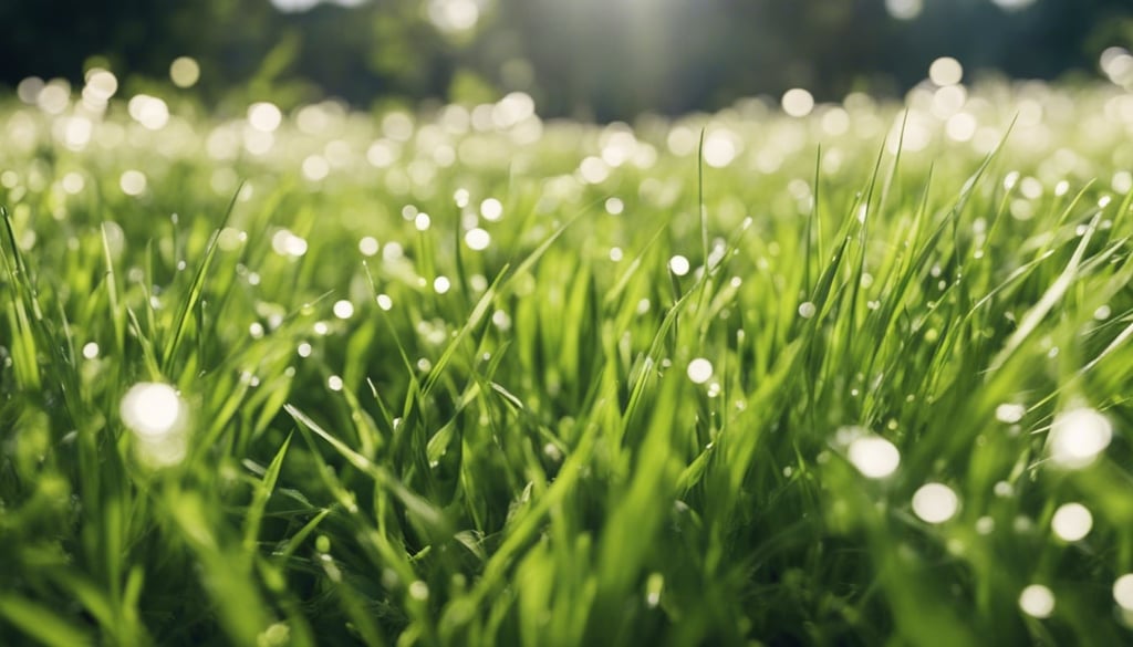 A close up of a healthy green lawn with a variety of grass types