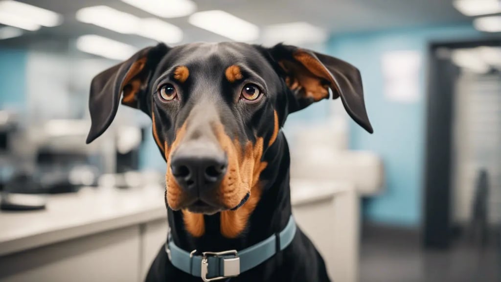 Doberman at the vet