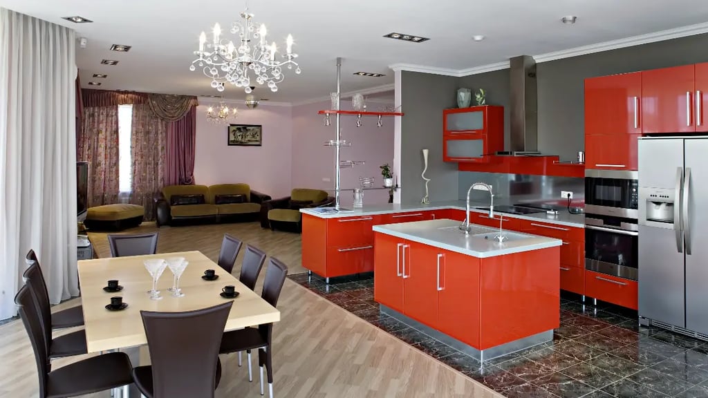 Red kitchen cabinets