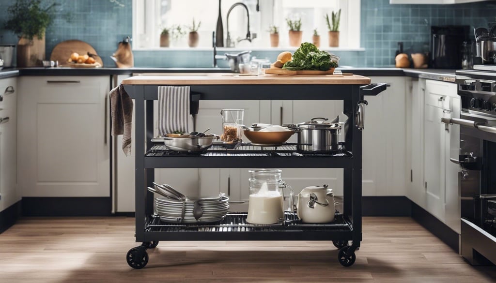 Small kitchen with Island Cart