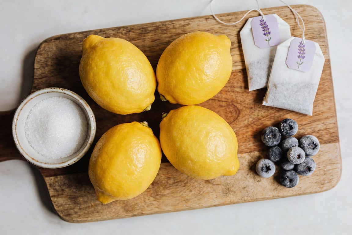 Ingredients for quick lavender lemonade