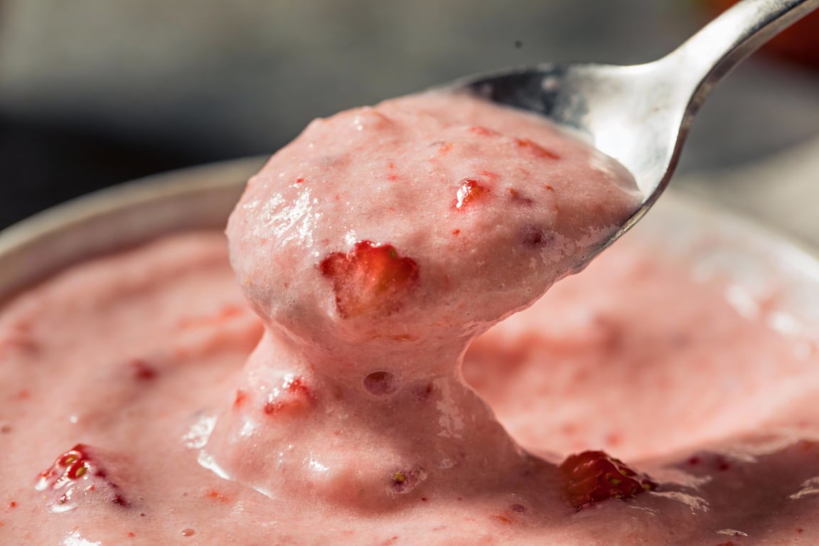 strawberry cream frappé detail shot