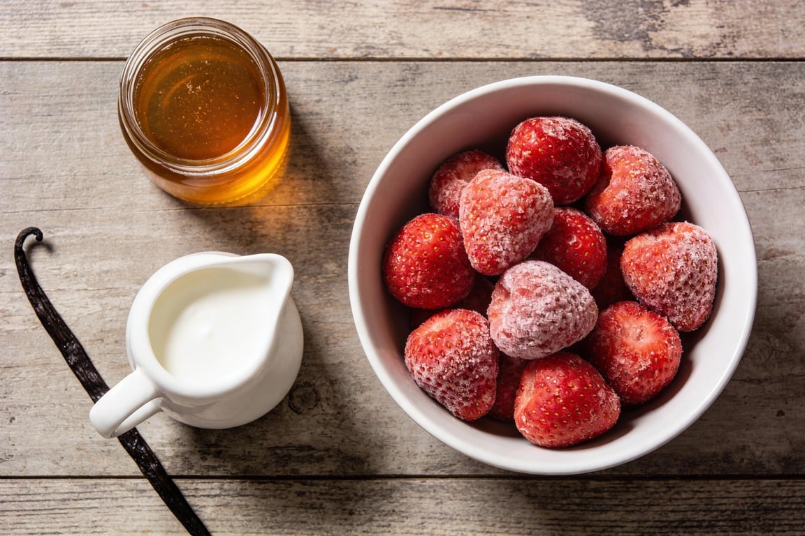strawberry cream frappé close up