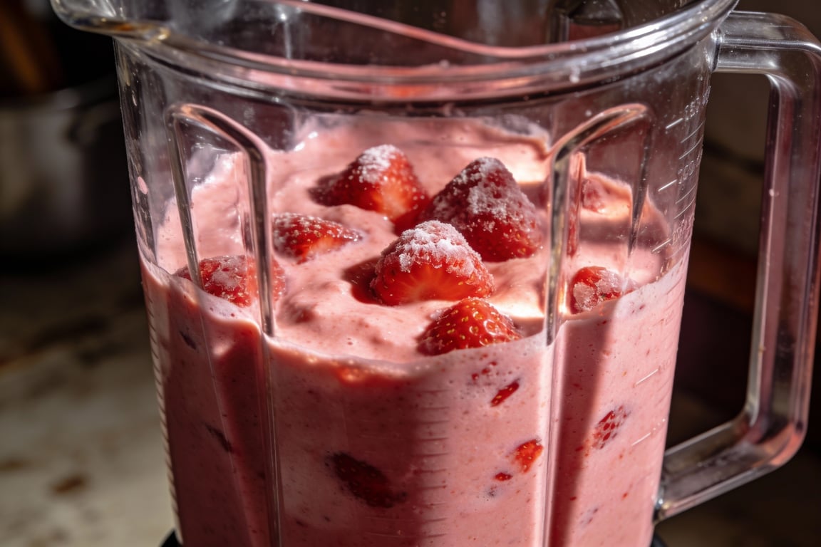 strawberry frappé with whipped cream