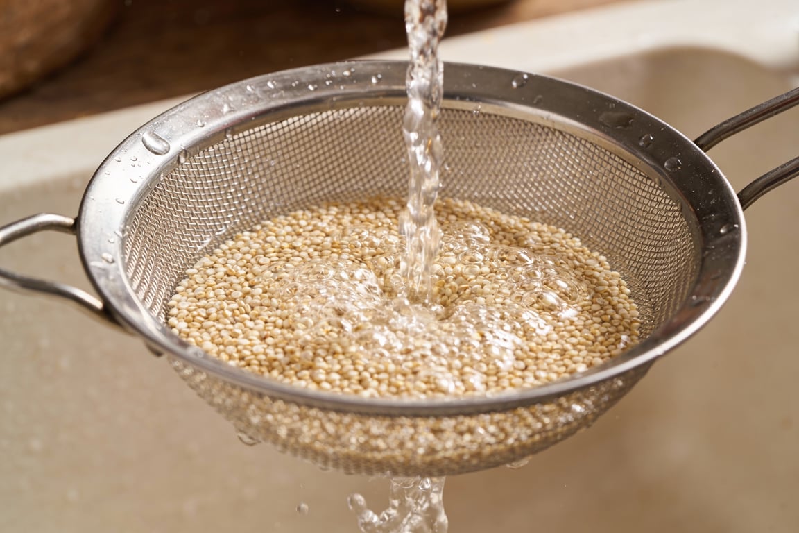 Vibrant rainbow quinoa salad for kids preparation