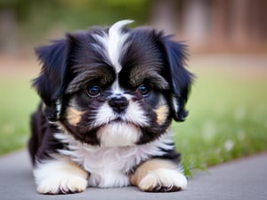 Shih Tzu puppy looking directly at the camera with a friendly expression