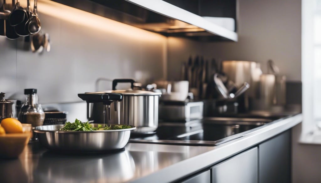 Small kitchen stainless steel counters