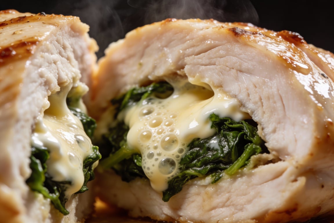 The finished low carb stuffed chicken skillet