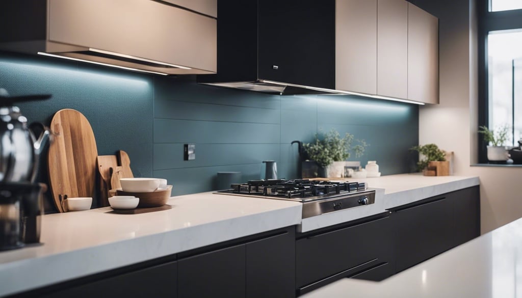 modern kitchen with stylish cabinets