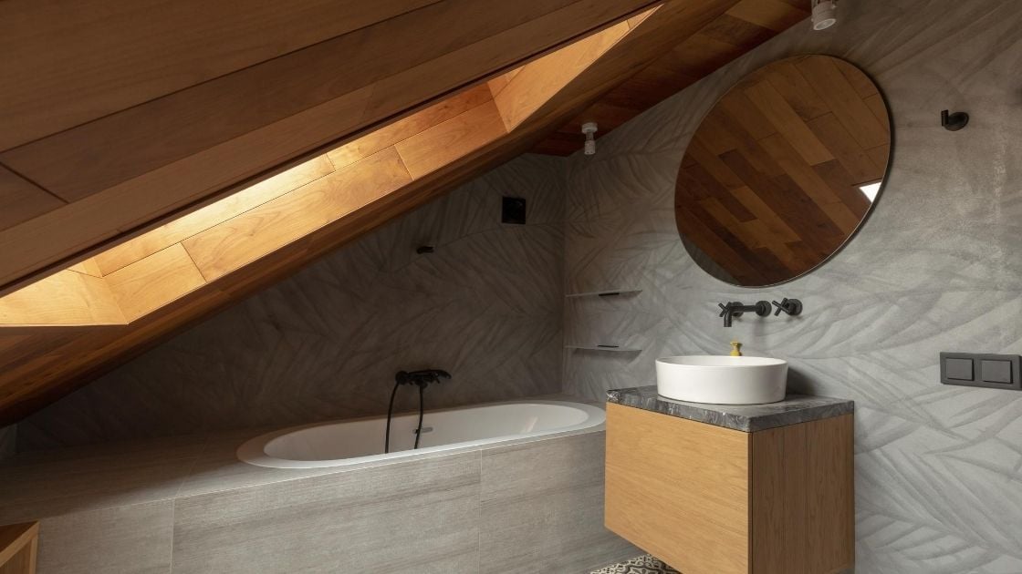 Attic Bathroom Wood Tile