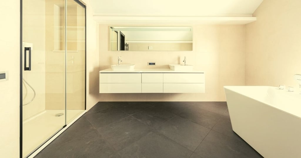 Create a unique look for your shower with concrete floor finishes