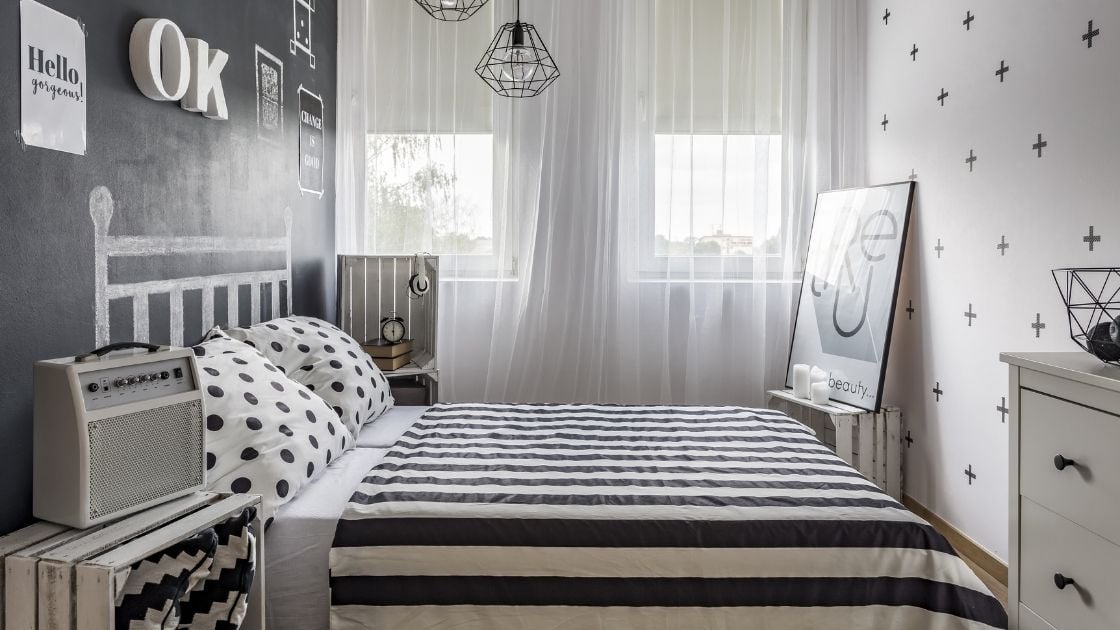 Black and White Striped Patterned