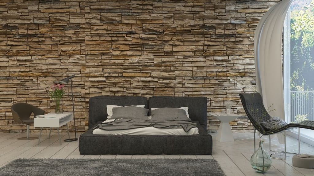 I love the stone wall in this room.  