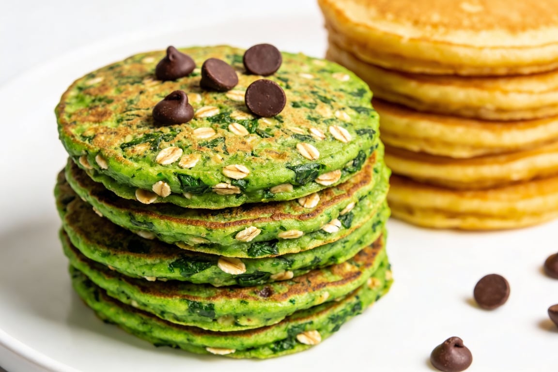 Healthy pancakes for kids with spinach