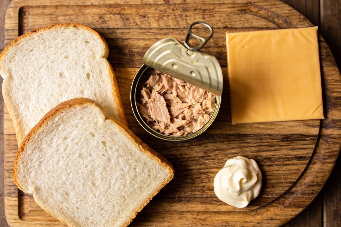 Microwave tuna melt ingredients in a mug