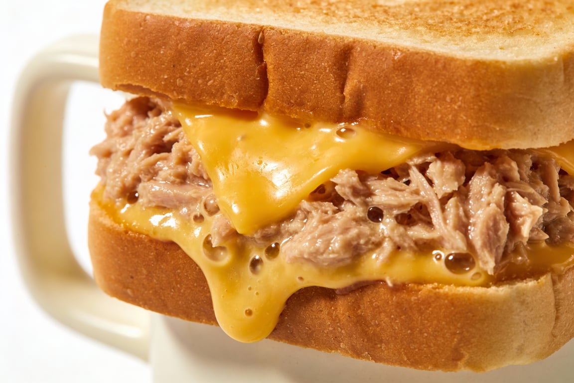 Pre-drying bread for microwave tuna melt