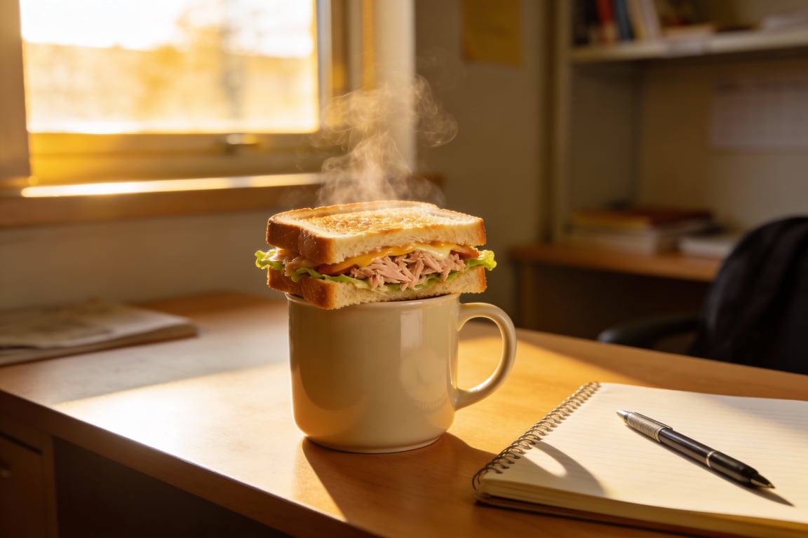 Budget student lunch tuna melt serving