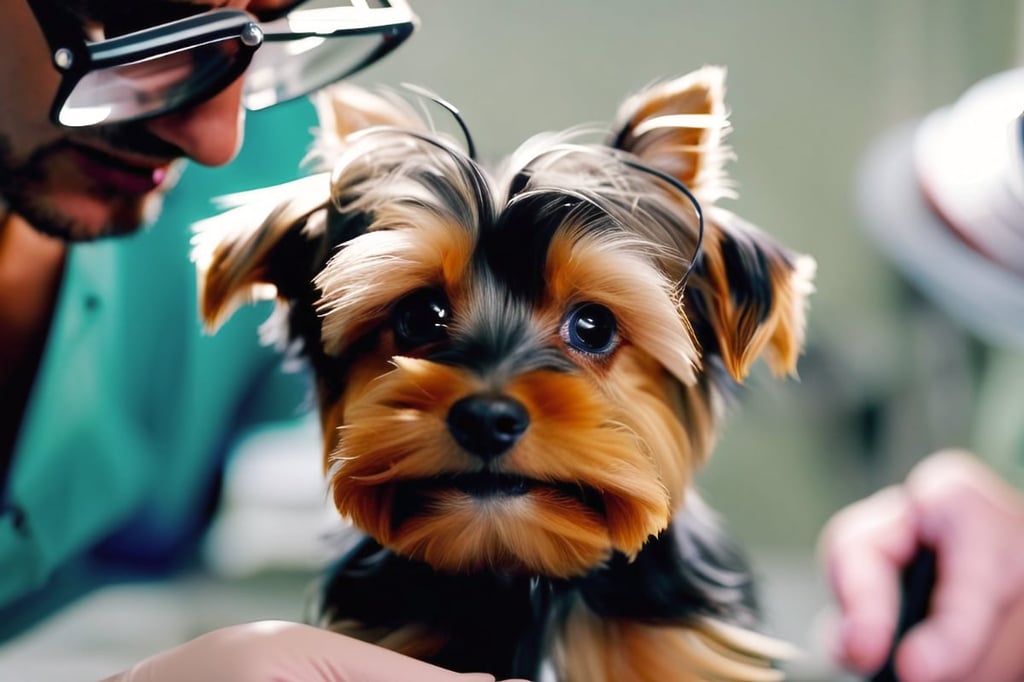 Yorkie visiting the vet