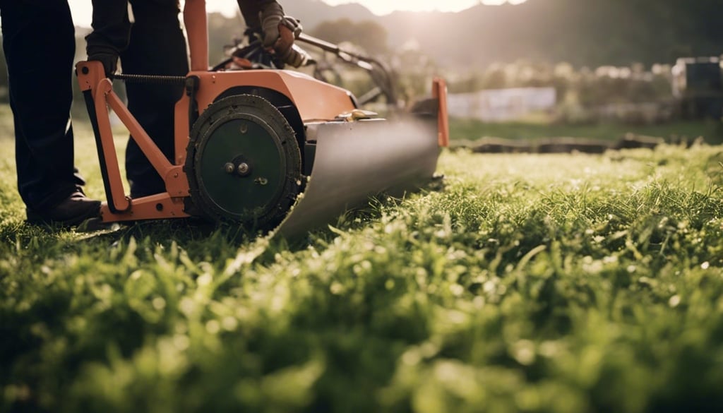 A sod cutter machine cutting a large piece of sod