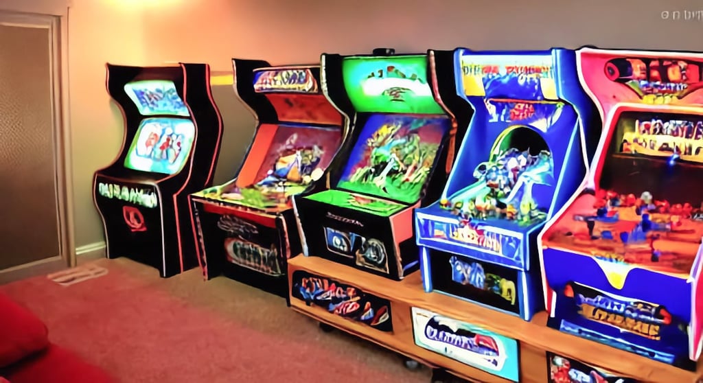 Vintage Arcade Cabinets in Man Cave