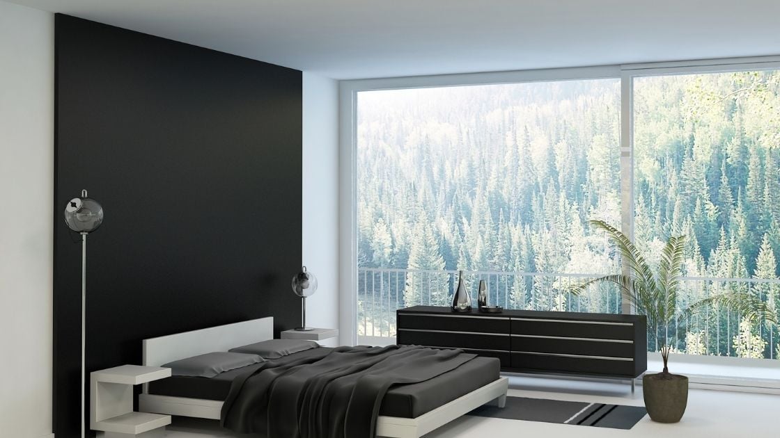 Black Feature Wall Bedroom