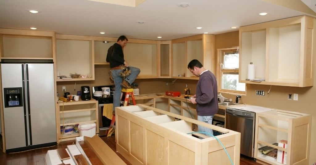 Installing kitchen cabinets