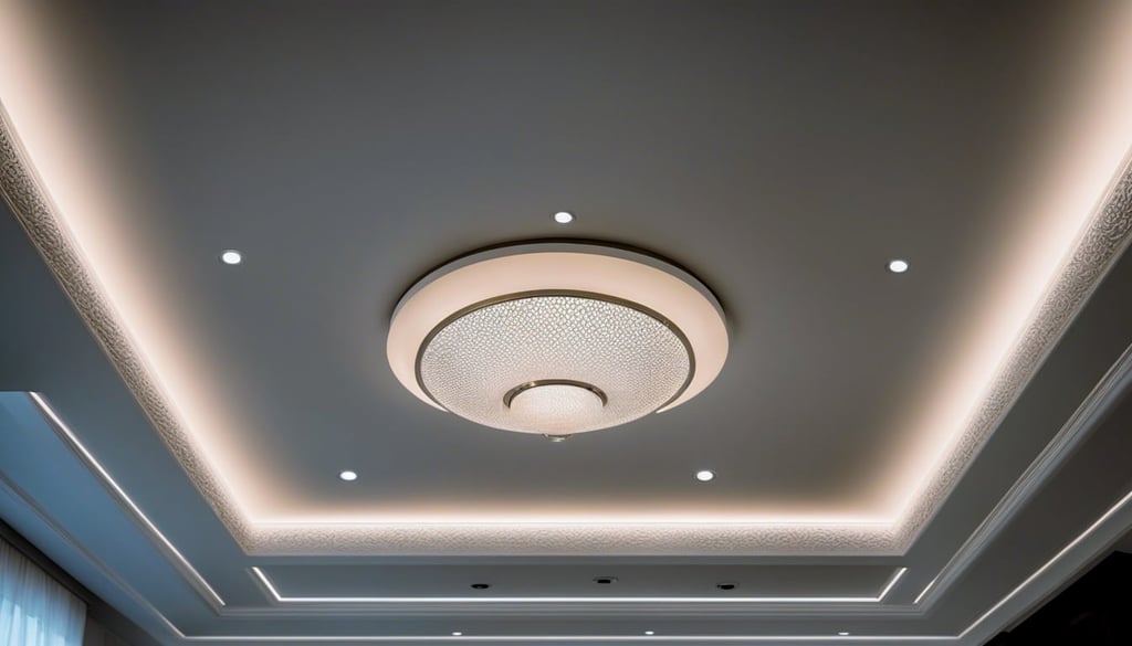 A beautiful example of a tray ceiling with perimeter recessed lighting