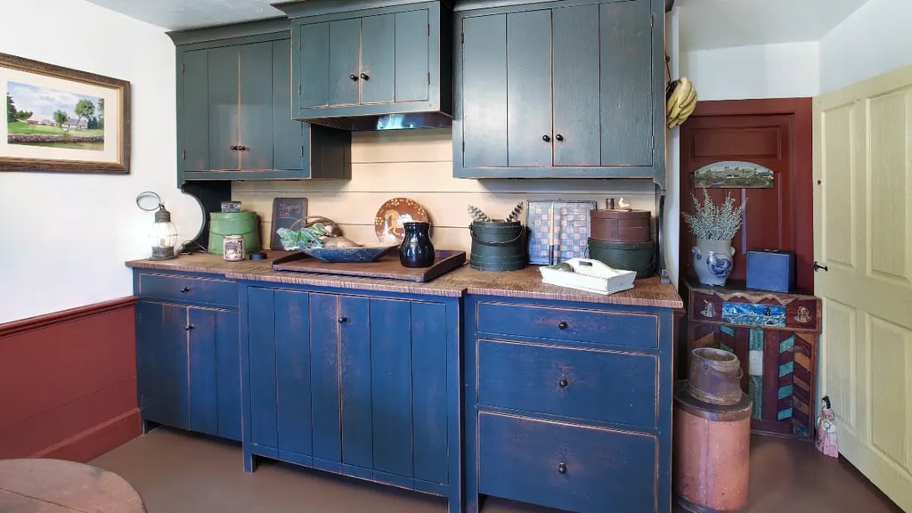 Two Tone distressed cabinets