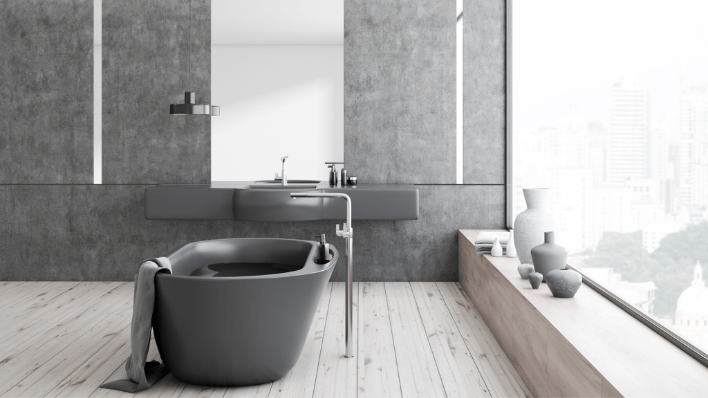 Incredible gray powder room