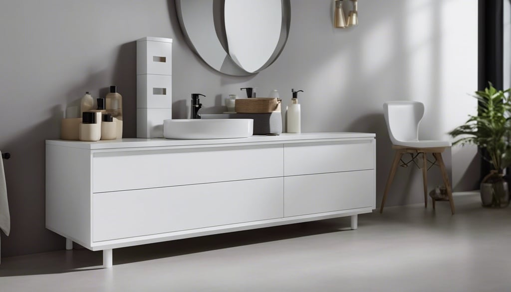 A photo of a white countertop cabinet