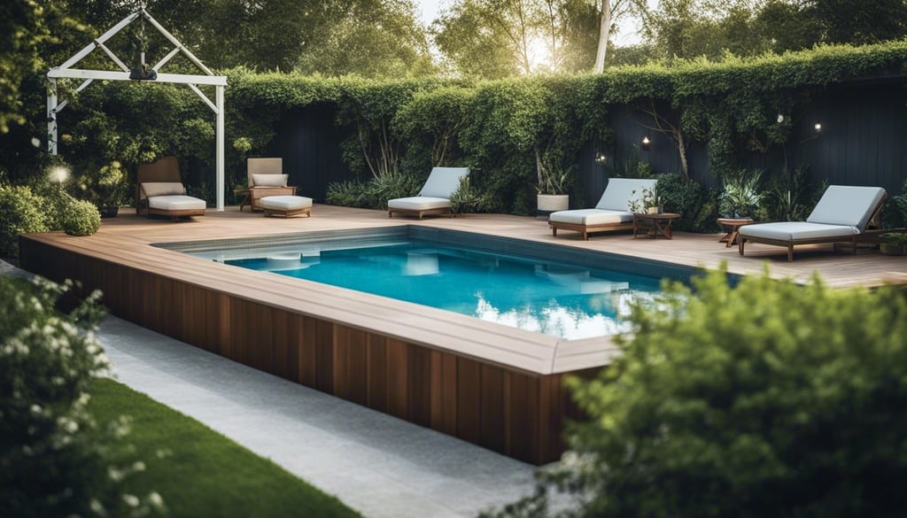 Small backyard pool with landscaped surrounds