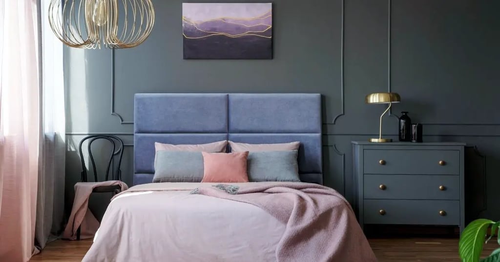 Black bedroom with warm colors