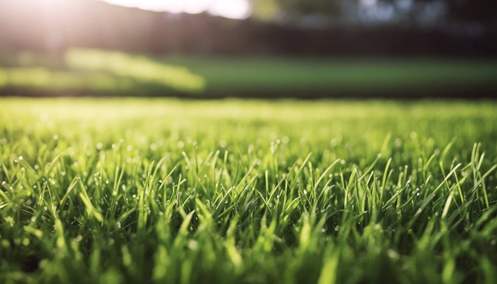 A close up of a healthy green sod lawn with thick lush grass