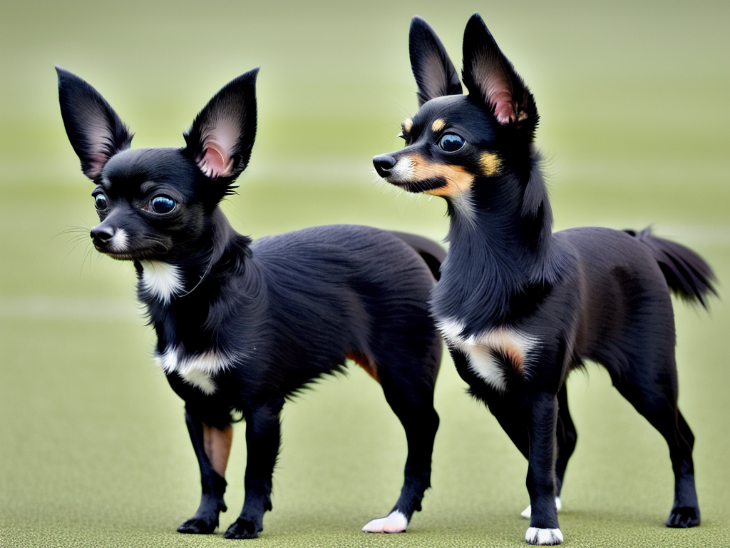 A Black Chihuahua attentively performing a trick displaying the breeds intelligence and trainability