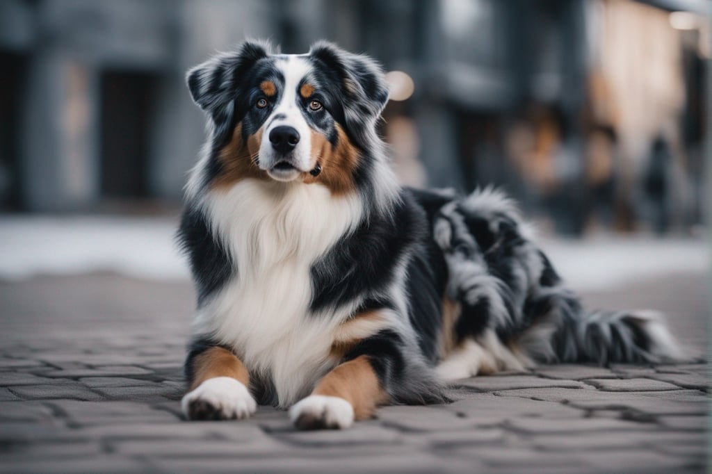 Blue Merle Australian shepherd dog